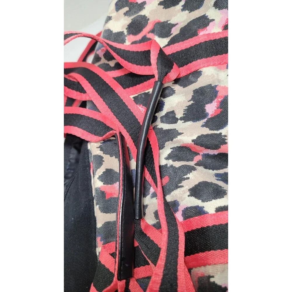 Victoria’s Secret Travel Bag Duffle Beach Tote Cotton Black Pink Leopard Print
